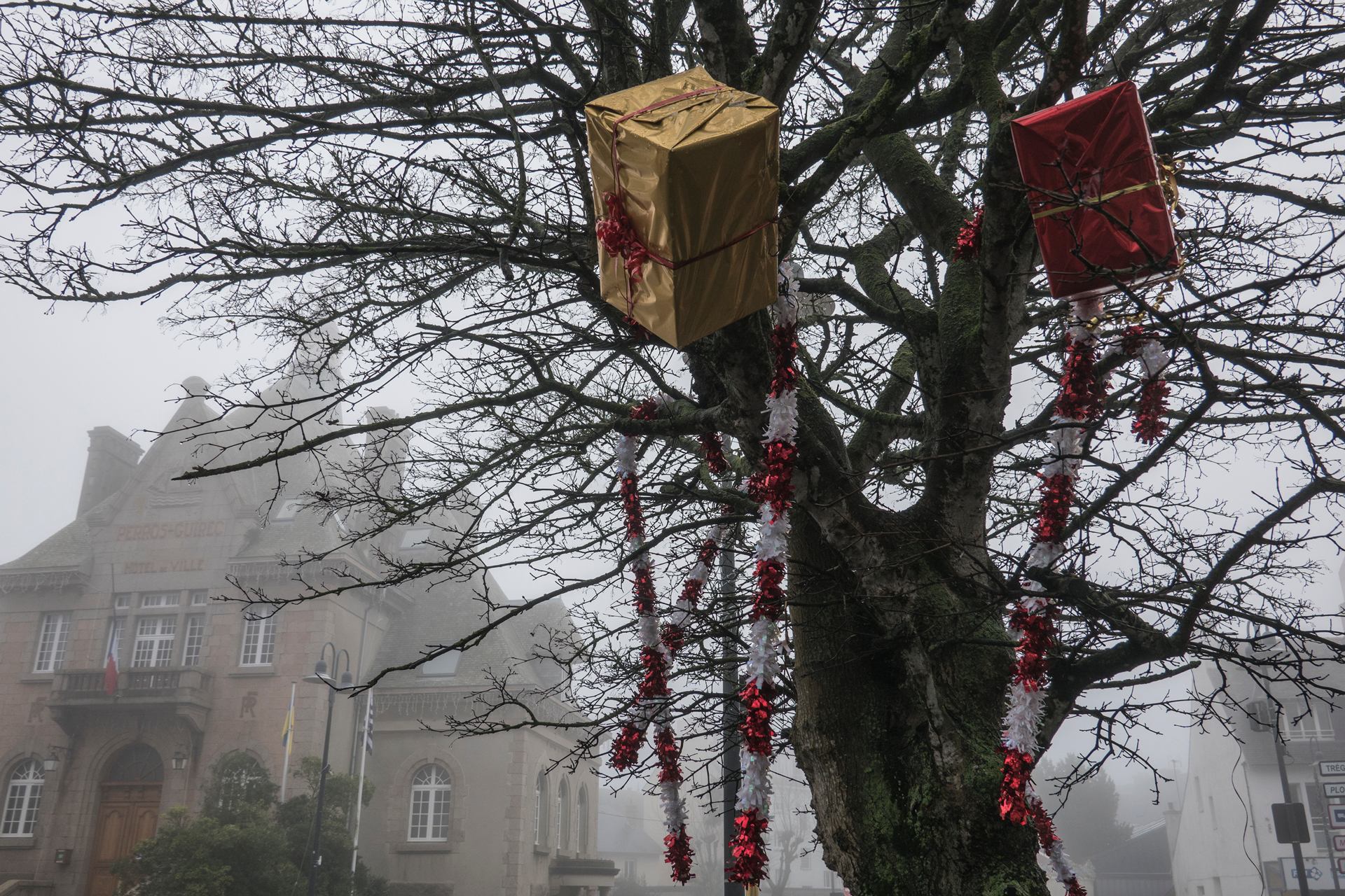 Mairie dans la brume