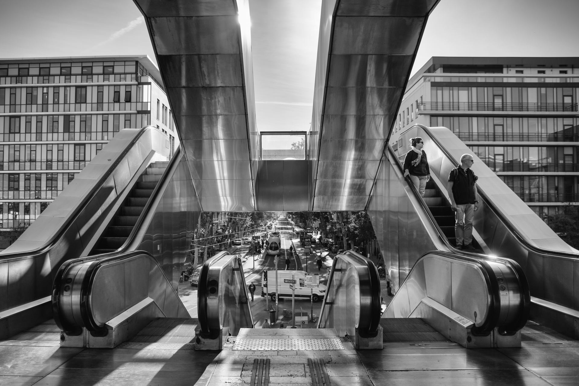 En passant sur l'escalator de la gare de Perrache (Lyon)