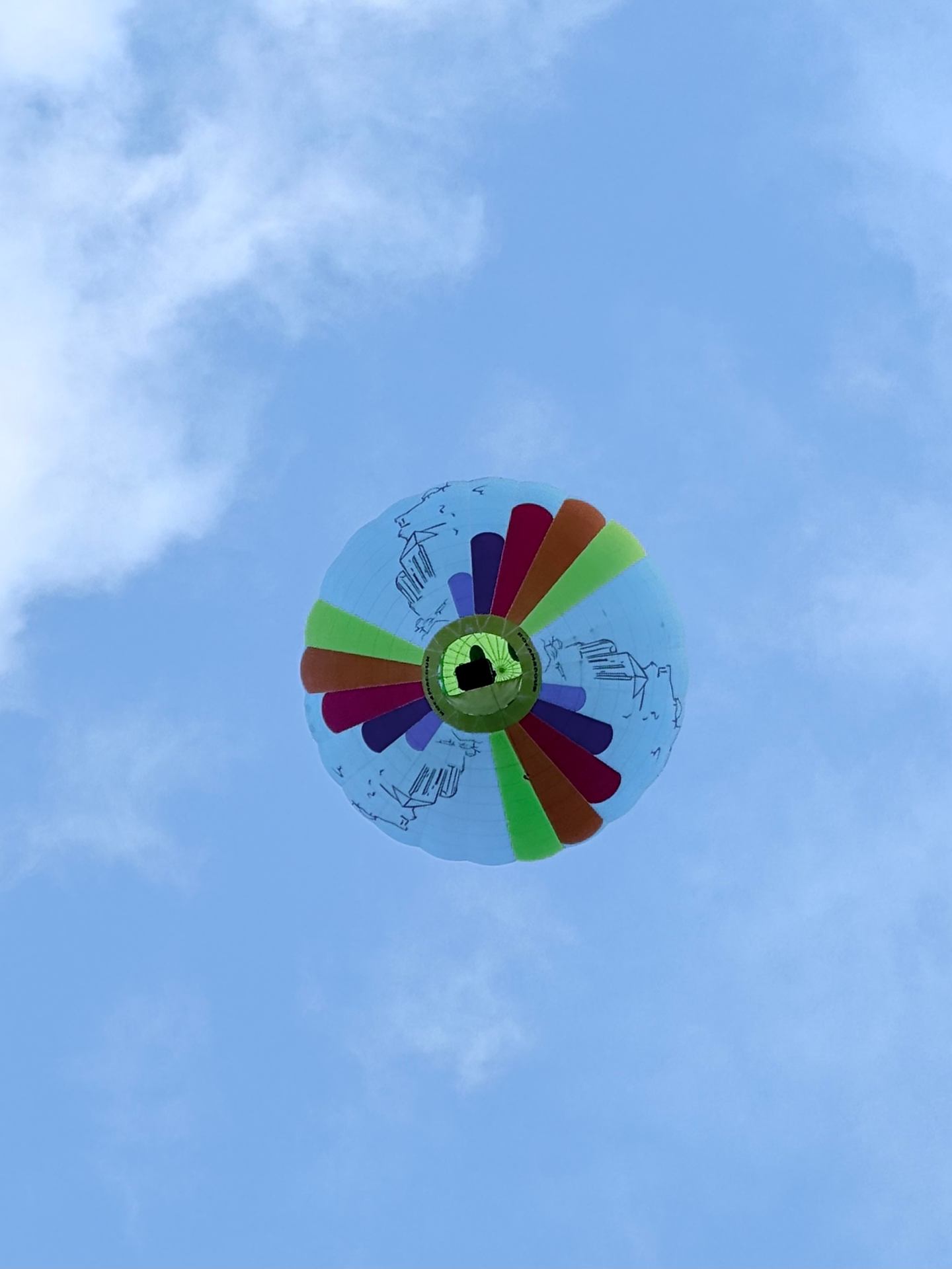 Just under a hot air balloon